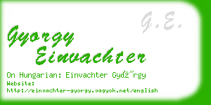 gyorgy einvachter business card